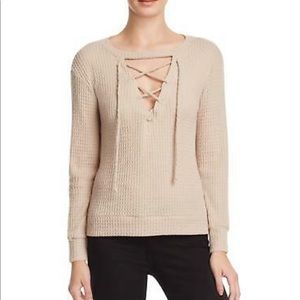 LNA lace up waffle sweater